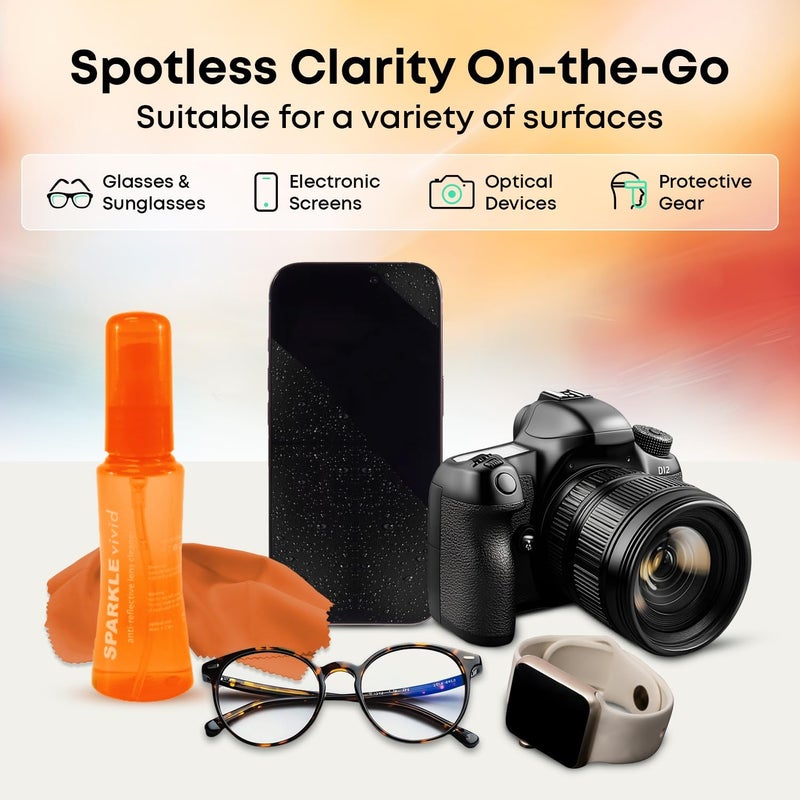 OPTIPAK Sparkle Vivid Anti-Reflective Safe Lens Cleaner Spray Kit - (2) 2oz Glasses Cleaner Spray & (2) Microfiber Cloth for Eyeglasses, Sunglasses, Lenses, Screens and Camera Cleaning Kit (4 Piece Set) - Image 2